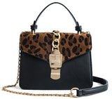 Leopard women's wild fashion portable small square bag personality retro lock single shoulder Messenger bag chain designer sac