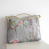 Women Floral Embroidery Lace Cover Shoulder Top-Handle Bag Feminine Vintage Retro Chic Victorian Style Crossbody Bag