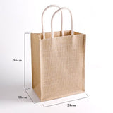 Linen Handbag 3 Sizes Handmade Linen Jute Handbag For Women High Capacity Storage Bag Travel Top-Handle Child Gif Candy Bag