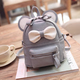 Lovable Mickey Backpack Femalle Small Bow PU Leather Scho Bag Cute Backpacks For Teenagers Girls Drop Shipping