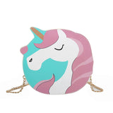 Lovely Fun Fashion Personality Cute Unicorn Mini Chain Shoulder Bag Round Ladies Handbag Women Crossbody Messenger Bags Flap Bag