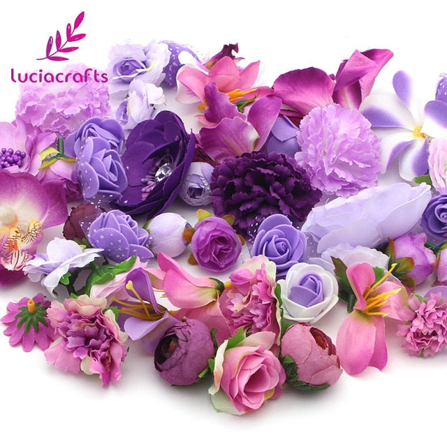 Lucia crafts 50g/lot Random  Artificial Flower Head Wedding Party Home  Decor Supplies A1001