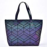 Luminous Bag Women's Geometry Lattic Casual Totes Bag High Quilted Female Handbag Laser Plain Folding Ladies Handbags Bolsa