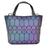 Luminous Bag Women's Geometry Lattic Casual Totes Bag High Quilted Female Handbag Laser Plain Folding Ladies Handbags Bolsa