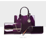 Luxury 3PC/Se High Quality Paten Leather Composite Bag Women Tote Handbags Ladies Fashion Shoulder Bags+Clutch+Cards Wallet