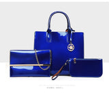Luxury 3PC/Se High Quality Paten Leather Composite Bag Women Tote Handbags Ladies Fashion Shoulder Bags+Clutch+Cards Wallet