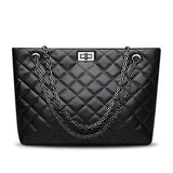 Luxury Brand Women Plaid Bags 2018 Large Tote Bag Female Handbags Designer Black Leather Big Crossbody Chain Messenger Bag Girl