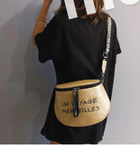 Luxury Design Women Pain Leather Wai Bag Female Prin Letter Shoulder Zipper Hand Bag Ladies Bel Bag Luxury Brand Bel Bag