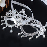 Elegant Diamond Rhinestone Mask Masquerade Party Crown Alloy Silver Wedding Ball Costume Masks