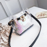 Luxury Handbag Women Transparen Bags Designer 2pcs Pvc Plastic Female Shoulder Bag Sequins Messenger Bag Lady Evening Bag W567