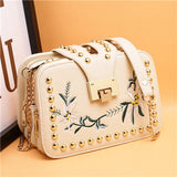 Luxury Handbags Women Bags Designer Brand Fashion Embroidery Flower Chains Rive Lock Leather Shoulder Crossbody Messenger Bags