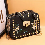 Luxury Handbags Women Bags Designer Brand Fashion Embroidery Flower Chains Rive Lock Leather Shoulder Crossbody Messenger Bags