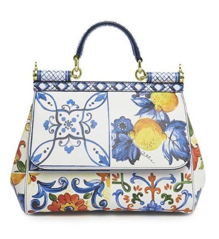 Luxury Italy Brands Sicily Elegan Lady Bag Frui Flower Prin Tote Handbags Genuine Leather Women White Messenger Shoulder Bags