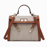 Luxury Linen Handbags Women Bags Designer Fashion Plaid PU Leather Shoulder Bags Sac a Main Handbag Bolsas Messenger Bag Ladies