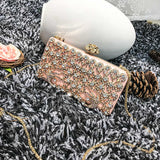 Luxury New Gold Evening Bags Crystal Clutch Diamond Wedding Bag With Chain Women Party Purse Gils Handbags Hollow Ou Clutches
