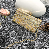Luxury New Gold Evening Bags Crystal Clutch Diamond Wedding Bag With Chain Women Party Purse Gils Handbags Hollow Ou Clutches