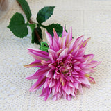 Real touch Big Dahlia long branch with green leaf Artificial Flowers for Home room Decor fake flower flores artificiais