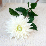 Real touch Big Dahlia long branch with green leaf Artificial Flowers for Home room Decor fake flower flores artificiais