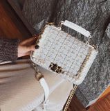 Luxury Shoulder Women Bag 2018 Designer Handbags White Female Messenger Bag Chain Striped Plaid Wo Swee Lady Hand Bags Tassel