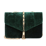 Luxury Women Bag Designer Ladies Leather Pure Color Gold Velve Messenger Bags For Female Flap Pouch Shoulder Bag#Y
