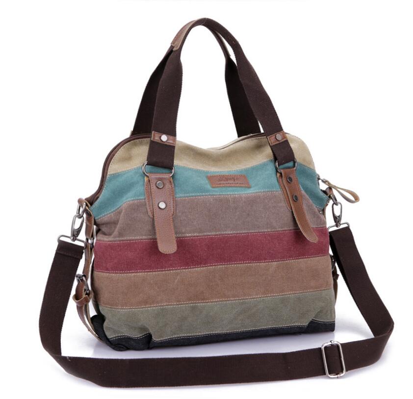 Rainbow Color Fashion Messenger Bags Canvas Super patchwork handbag Shopping Totes Handbags Casual Shoulder Bag Bolsas