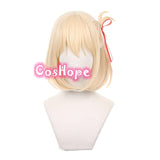 Lycoris Recoil Nishikigi Chisato Cosplay Wig with Ribbon Short Blonde Bob Wig Cosplay Anime Wigs Heat Resistant Synthetic Wigs