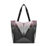 European And American Style Ladies Shoulder Bag Geometric bao Bag Gradien Zipper Rhombic Texture Folding Handbag