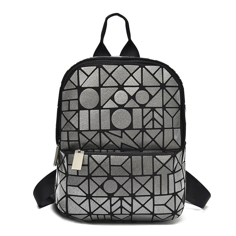 New Laser Shoulder Bag Geometric bao Bag Rhombic Backpack Foldable Silicone PVC Sequins Diamond Backpack