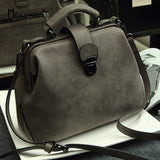 Women Genuine Leather Doctor Bag Fashion Casual Solid Lattice Handbag Luxury Tote Bags Designer Matte Leather Bag