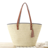 Summer Style Beach Bag Women Straw Tassel Shoulder Bag Brand Designer Handbags High Quality Ladies Casual Travel Bags