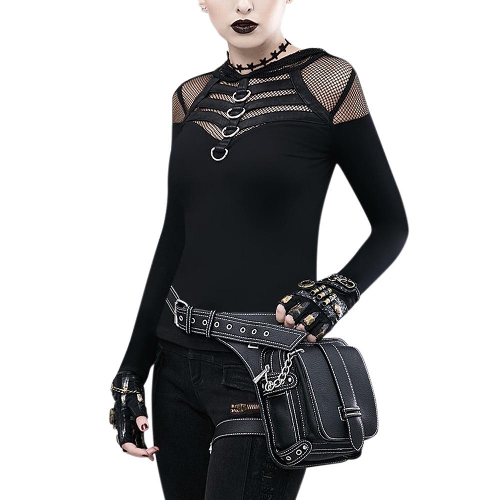 Punk Dark style Wai Packs Bags Women men Retro Punk PU Leather Bags Fashion Rock Wai Bag Halloween Gif san0