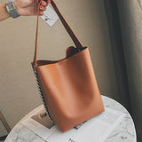 Women Chain Bucke Bag Female Simple Fashion Leather Handbag PU Shoulder Bag Big Leather Tote Large Capacity Composite Bags