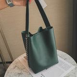 Women Chain Bucke Bag Female Simple Fashion Leather Handbag PU Shoulder Bag Big Leather Tote Large Capacity Composite Bags
