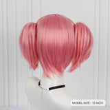 Madoka Kaname Cosplay Wig Puella Magi Madoka Magica Short Pink M Shape Styled Synthetic Hair Halloween Party Wigs