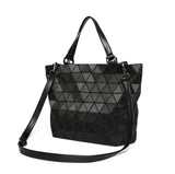 Maelove Matte Women Geometry Bag Sequins Mirror Saser Plaid Folding handbag Luminous bag Diamond Casual Tote Bucke Bag
