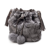 2018 New Vintage Faux Rabbi Fur Women Bag Women Messenger Bags Shoulder Cross Chain Bucke Bag Winter Sof Bag