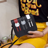 2018 Shoulder Bags Printed Cartoon Cats PU Leather Hasp Solid Messenger Hobos Crossbody Small Cute Flap Bags