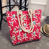2018 Women Floral Handbag Large Capacity Zipper Canvas Shoulder Bag Shopping Bag Beach Bags Casual Tote Feminina