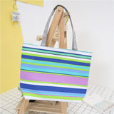 Canvas Shopper Bag Striped Rainbow Beach Bags Tote Women Ladies Girls Shoulder bag Casual Shopping Handbag Bolsa