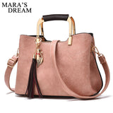Women Shoulder Bags Fashion Hig Quality PU Leather Solid Color Black Famous Designer Brand Tassel Female Hand Bag