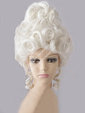 Marie Antoinette Moonlight White Queen Court Masquerade Halloween Costume Hair Wigs + Wig Cap