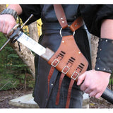 Medieval Shoulder Strap Sword Holder Sheath Scabbard Frog Adult Men Larp Knight Weapon Costume Gear Rapier Ring PU Belt Holster