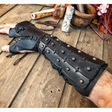 Medieval Steampunk Samurai Leather Bracer Long Glove Gauntlet Viking Pirate Knight Cosplay Accessory Arm Armor Cuff For Men Larp