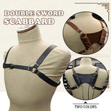 Medieval Sword Scabbard Shoulder Back Sheath Holder Frog For Men Larp Ninja Warrior Costume Leather Buckle Strap Rapier Holster