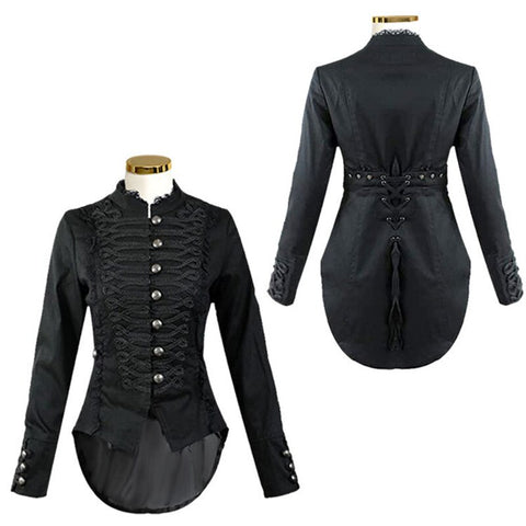 Medieval Women steampunk bomber coat gothic fall Buttons Military jacket solid warm slim cool Tops slim retro outwear ladies