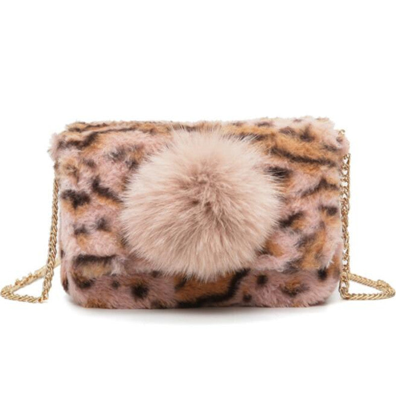 2018 new women printed leopard shoulder bags fashion faux fur message bags for girls cross body bags  ping MN1190