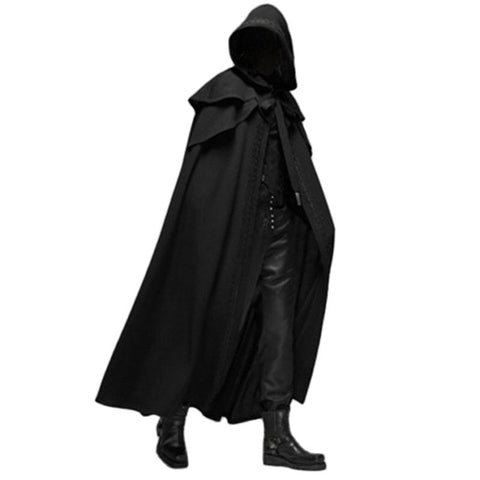 Men Cloak Coats Hooded Solid Loose Windproof Mens Trench Coat Men Chic Winter Long Cape Poncho Monk Long Outerwear Oversize