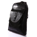 Men Genuine Leather Crossbody Che Day Pack Vintage Sling Shoulder Messenger Travel Bag Crocodile Pattern Design Male Backpack