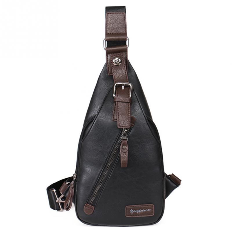 Men PU leather che bag fashion zipper shoulder bag sling che bag travel pack
