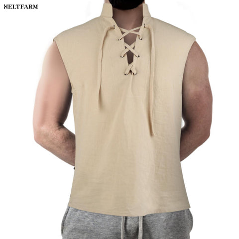 Men Pirate Renaissance Viking Steampunk Medieval Gothic Celtic Sleeveless Shirt Savage Shirt T-shirt